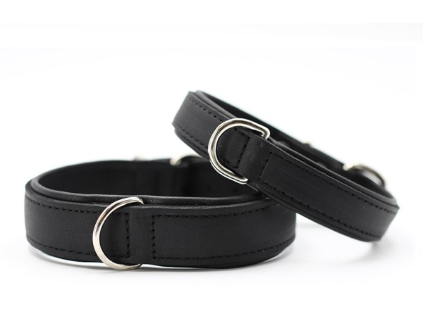 Halsband Klassik Premium schwarz-schwarz - silber